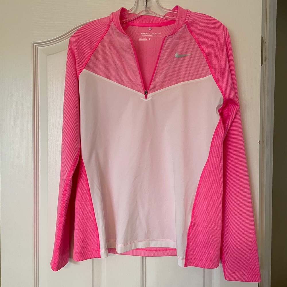 NWOT Nike womens golf 1/4 zip pink